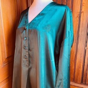Vintage Victoria’s Secret Silky Nightshirt Gold Label , Darker Emerald Green